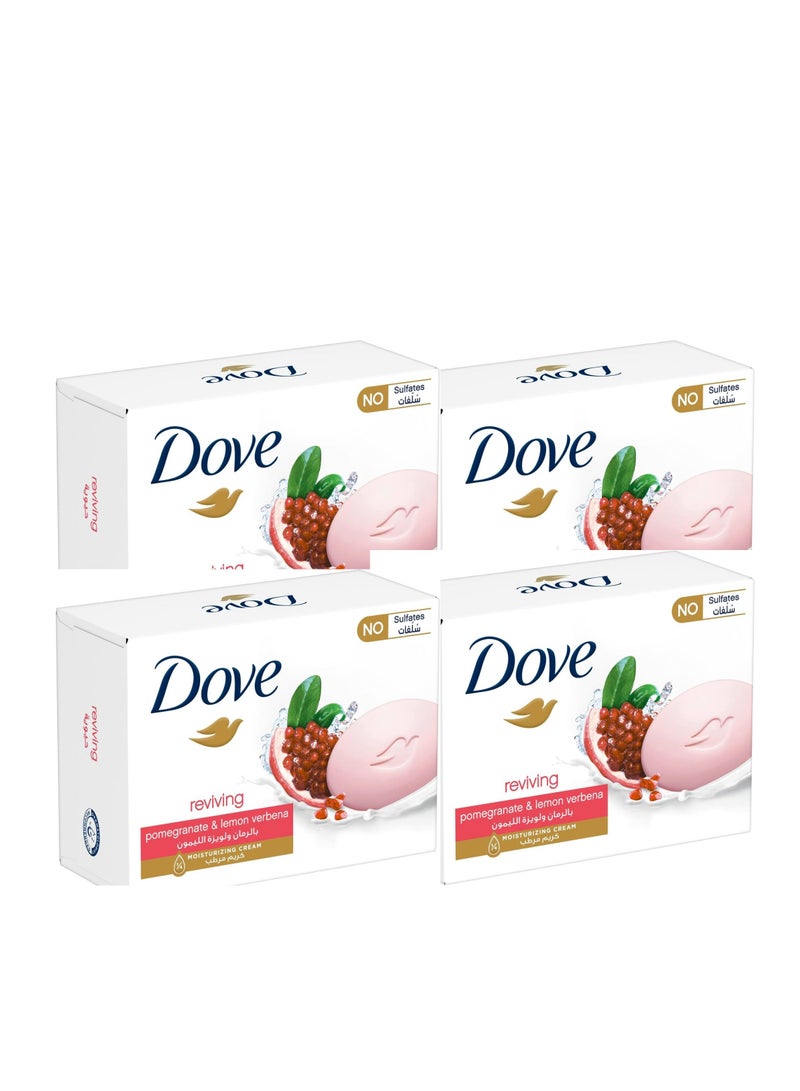 دوف قالب صابون منعش بالرمان، يغذي البشرة ¼ كريم مرطب 4*90 جرام - Image 1