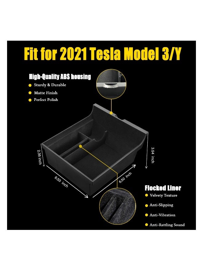 Tesla Model 3/Y Center Console Organizer Tray, Armrest Storage Box & Drawer Container for 2021 2022 Models, Essential Interior Accessory - Image 3