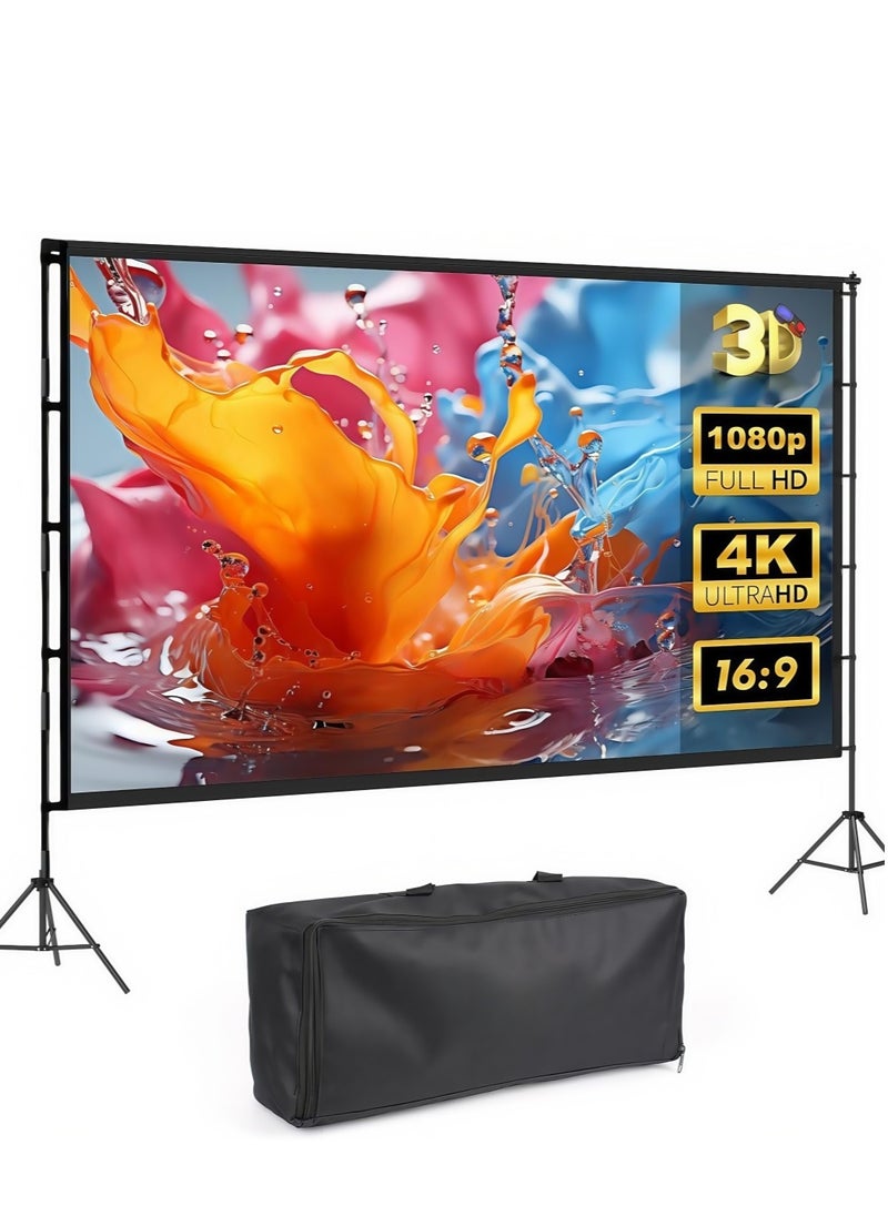 FlashHawk 150 inch 16:9 Outdoor and Indoor Portable Projector Screen with 2.6M High Tripod Stands  - Image 1