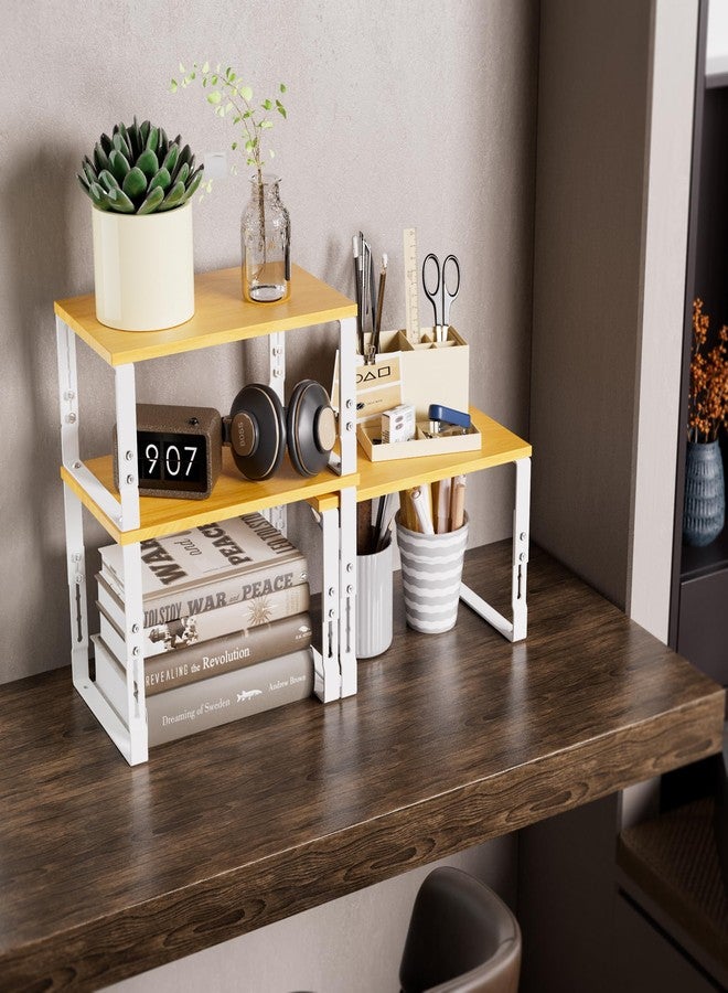 Jojocross Adjustable Storage Shelves for Kitchen Cabinet Organization - Set of 2 Stackable Metal & Solid Wood Racks, Space-Saving Design for Countertop/Pantry/Garage, Easy Assembly(1 Pack/Medium/White) - Image 5
