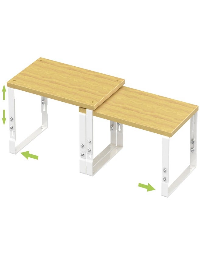 Jojocross Adjustable Storage Shelves for Kitchen Cabinet Organization - Set of 2 Stackable Metal & Solid Wood Racks, Space-Saving Design for Countertop/Pantry/Garage, Easy Assembly(1 Pack/Medium/White) - Image 1