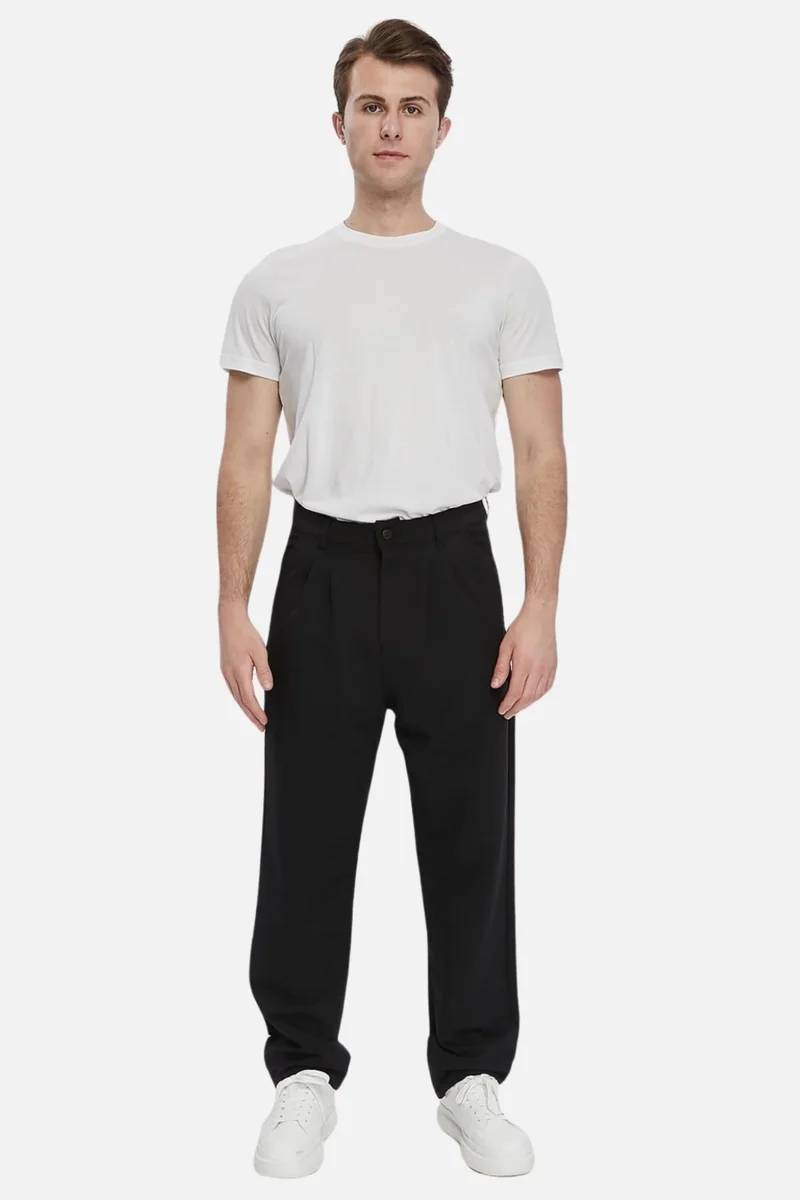 Cedy Denim Men's High Waist Pleated Baggy Chino Trousers C358