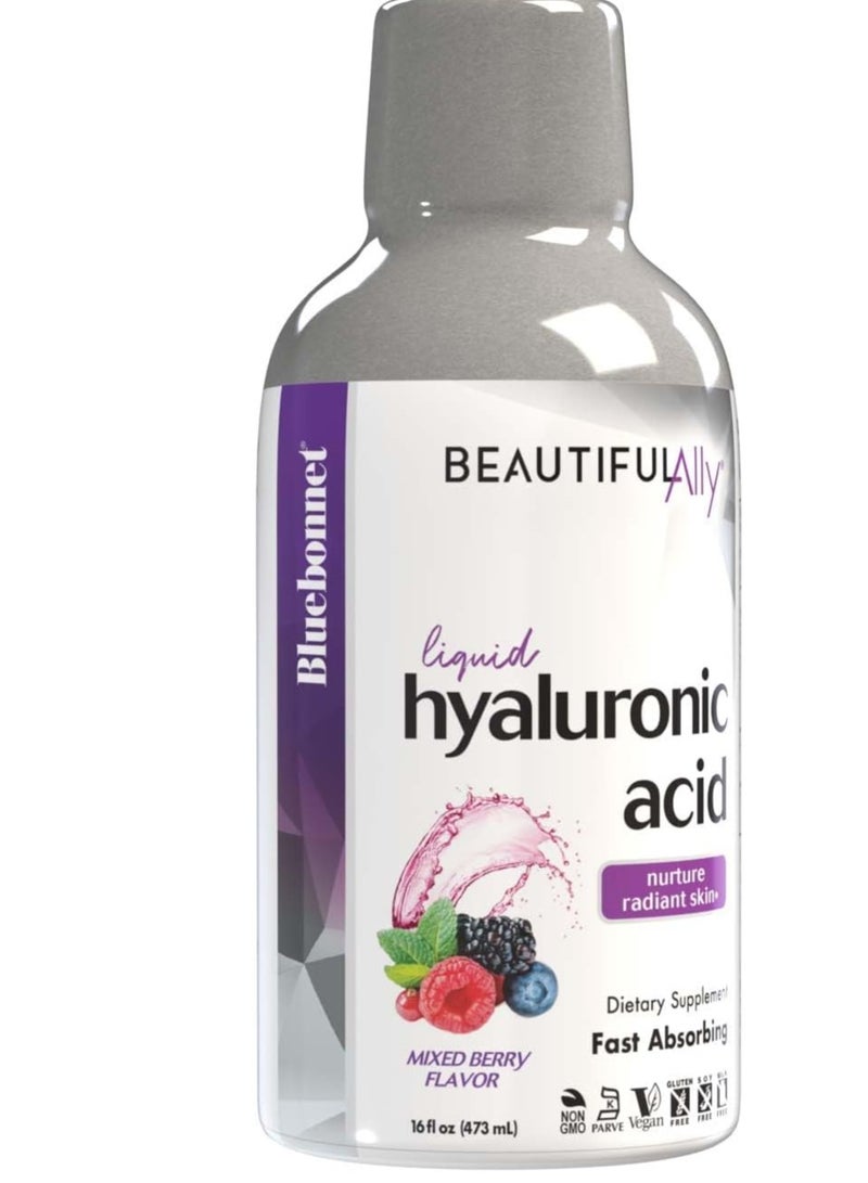 بلو بونيه حمض الهيالورونيك السائل، نكهة التوت المختلطة لتغذية البشرة المشرقة، 16 أونصة سائلة 32 وجبة