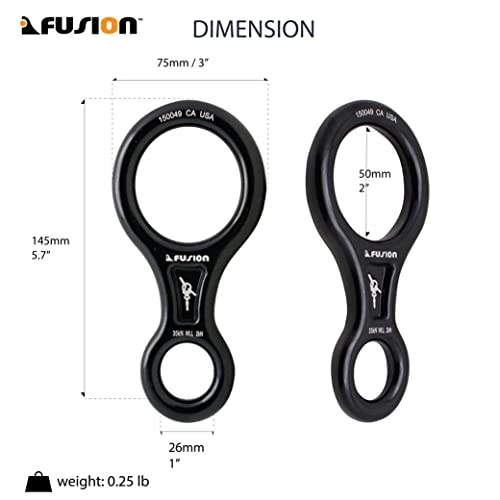 Fusion Climb Aluminum Figure 8 Descender Climbing Gear Downhill Equipment 35KN/3500kg 7075 Aluminum Alloy Rigging Plate for Climbing Belaying and Rappeling Device Black - Image 2