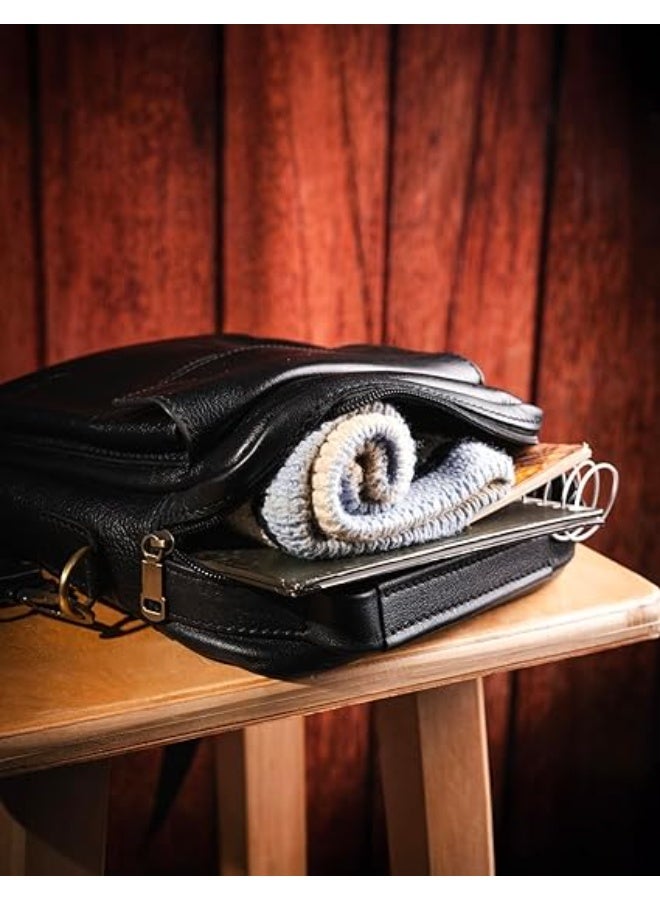 Motevia Men's Crossbody Bag Genuine Leather Crossbody Bag Men Genuine Leather Crossbody Bag Men with Shoulder Strap Top Handle Medium Size - Image 2