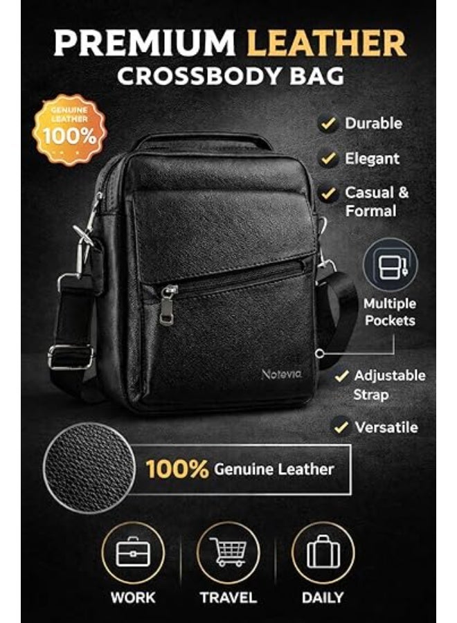 Motevia Men's Crossbody Bag Genuine Leather Crossbody Bag Men Genuine Leather Crossbody Bag Men with Shoulder Strap Top Handle Medium Size - Image 4
