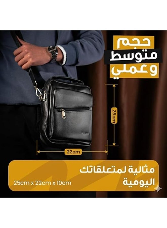 Motevia Men's Crossbody Bag Genuine Leather Crossbody Bag Men Genuine Leather Crossbody Bag Men with Shoulder Strap Top Handle Medium Size - Image 5