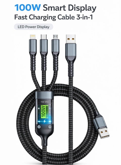 IPhone charging cable Huawei charging cable Usb type c 100W super fast charging cable 3-in-1 connector