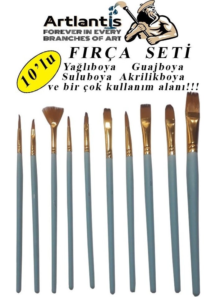 Artlantis Brush Set 10-Piece Painting Brush 1 Pack Watercolor Acrylic Paint Gouache Paint Oil Paint Brush Set Cut-Fan  - Image 1