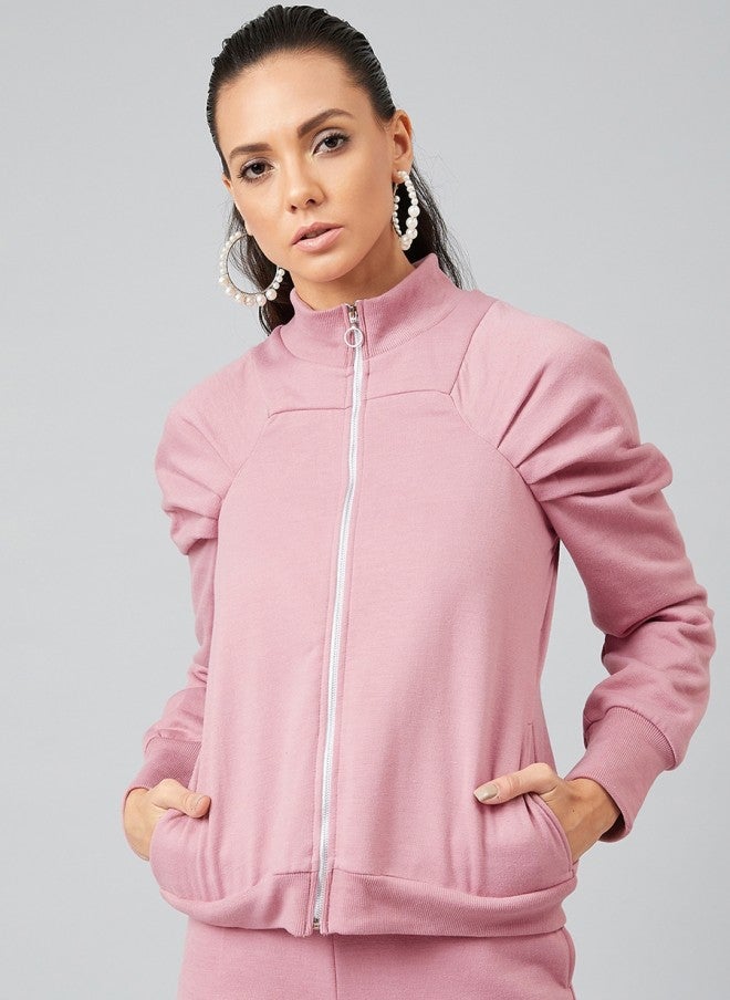 Athena Pink Solid Sweatshirt for Women - Image 1