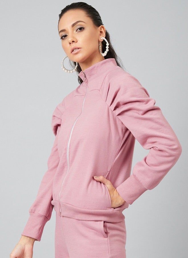 Athena Pink Solid Sweatshirt for Women - Image 4