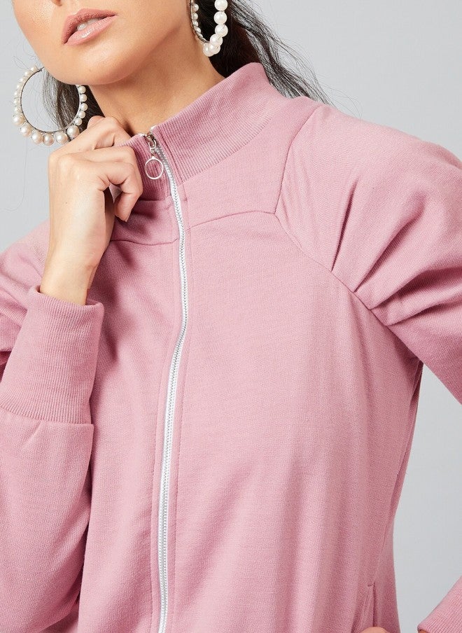 Athena Pink Solid Sweatshirt for Women - Image 2