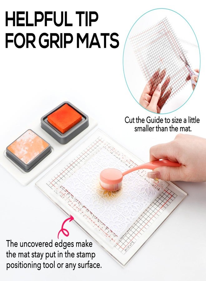 CYFUN DESIGN 6.5X8.5 Photopolymer Grip Mat with 2PCS Printed Guides for Stamping,Multi-Use Non-Slip Sticky Mats Fit in Stamp Positioning Tool for Card Making Hold Your Cardstock in Place When Stamping,Stencil - Image 2