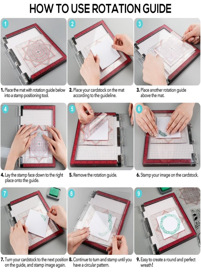 CYFUN DESIGN 6.5X8.5 Photopolymer Grip Mat with 2PCS Printed Guides for Stamping,Multi-Use Non-Slip Sticky Mats Fit in Stamp Positioning Tool for Card Making Hold Your Cardstock in Place When Stamping,Stencil - Image 3