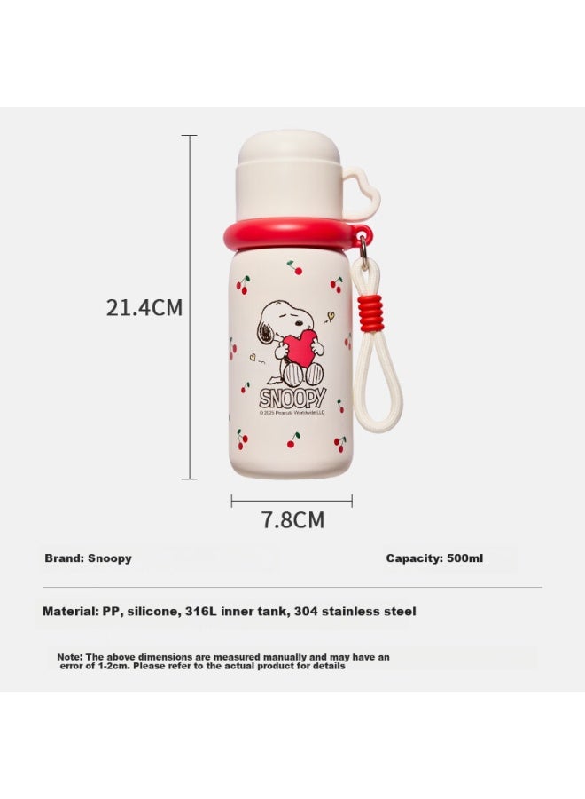Snoopy 316l Stainless Steel Children's Insulated Cup, Large Capacity, Straw Water Bottle For Boys And Girls, Portable Student Water Cup, Coffee Mug - Image 1