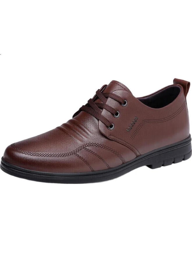 RED DRAGONFLY Hongqingting Men'S Shoes, Flat Versatile Cowhide Casual Shoes, Round Toe Business Formal Leather Shoes For Men, Wta306872, Brown, Size 44 - Image 1
