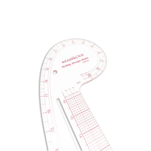 KEARING 29" Curve & 16" Straight Styling Design Marking Ruler, Clear Acrylic Hip French Curve Ruler Vary Form Curve Ruler for Sewing Pattern Making, 4 Rulers in 1 Transparent Fashion Designer's Ruler - Image 3