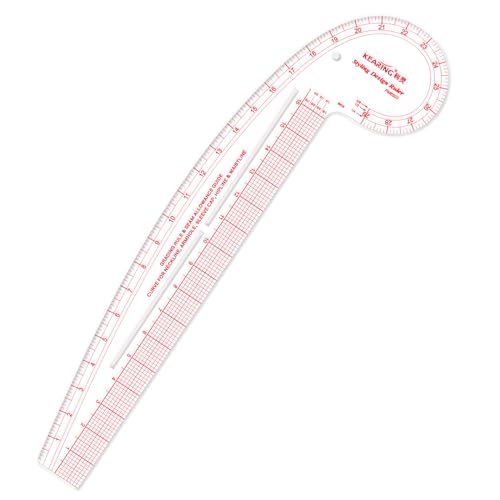 KEARING 29" Curve & 16" Straight Styling Design Marking Ruler, Clear Acrylic Hip French Curve Ruler Vary Form Curve Ruler for Sewing Pattern Making, 4 Rulers in 1 Transparent Fashion Designer's Ruler - Image 1