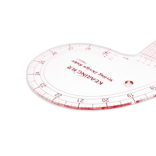 KEARING 29" Curve & 16" Straight Styling Design Marking Ruler, Clear Acrylic Hip French Curve Ruler Vary Form Curve Ruler for Sewing Pattern Making, 4 Rulers in 1 Transparent Fashion Designer's Ruler - Image 5