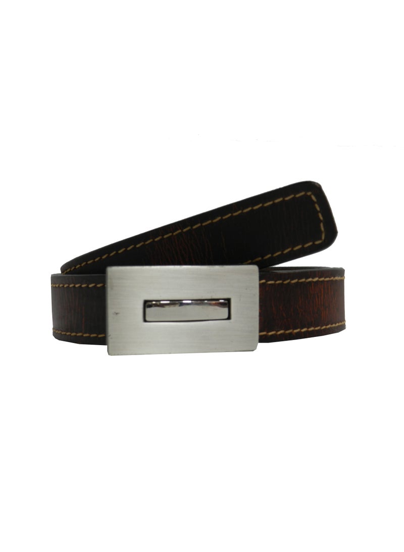 LAVERI LEATHER حزام جلد طبيعي 25 ملم للأطفال باللون البني  - Image 1