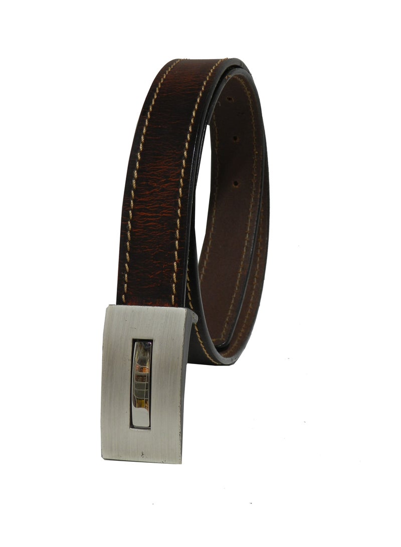 LAVERI LEATHER حزام جلد طبيعي 25 ملم للأطفال باللون البني  - Image 2