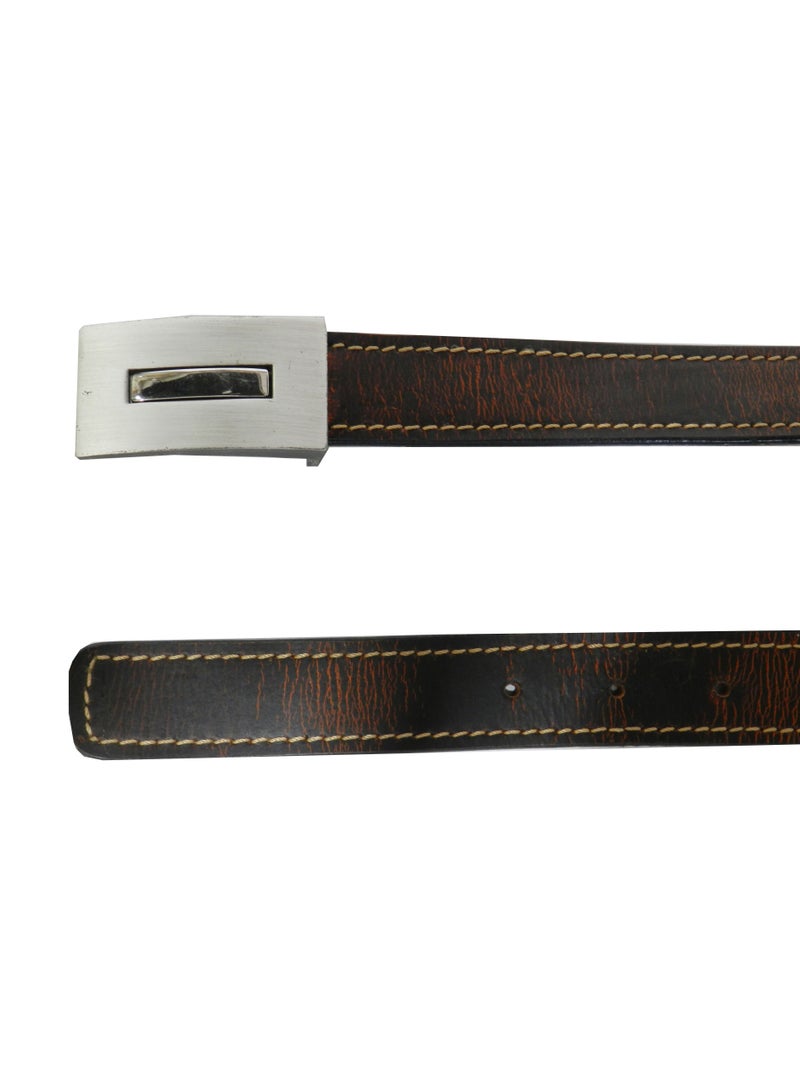 LAVERI LEATHER حزام جلد طبيعي 25 ملم للأطفال باللون البني  - Image 4