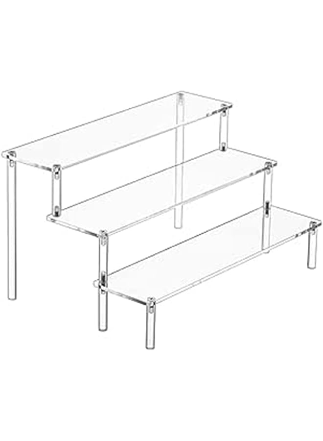 erorex 60 X 8Cm Long 3 Layer Acrylic Risers For Display Shelf Storage For Desserts Toy Figure Cosmetics Glassware Cupcake Stand And Perfume Organizer And Makeup Organizer For Vanity 60 X 8 Cm - Image 1