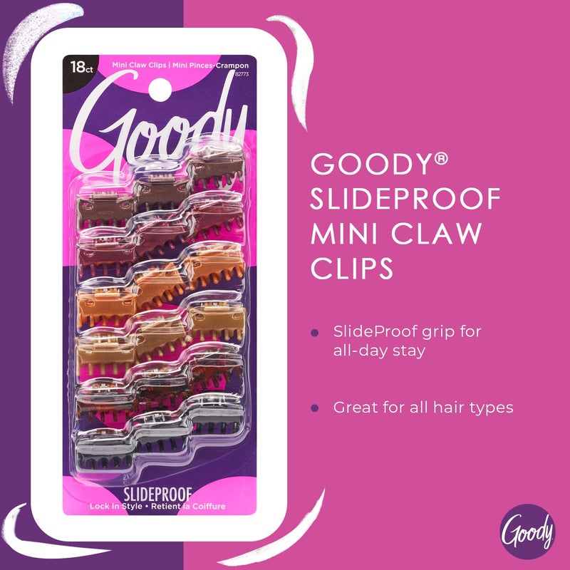 Goody Classics Mini Claw Clips , Assorted Colors - For All Hair Types - Great for Easily Pulling Up Your Hair - Pain-Free Hair Accessories for Women, Men, Boys and Girls, 18 Count (Pack of 1) - Image 2