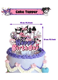 General Kuromi Party Decorations,Decorations for  Kuromi Birthday Party Supplies, Kuromi Party Supplies Includes Banner, Cake Toppers, Balloon for  Kuromi Theme Party Decorations  - Image 2