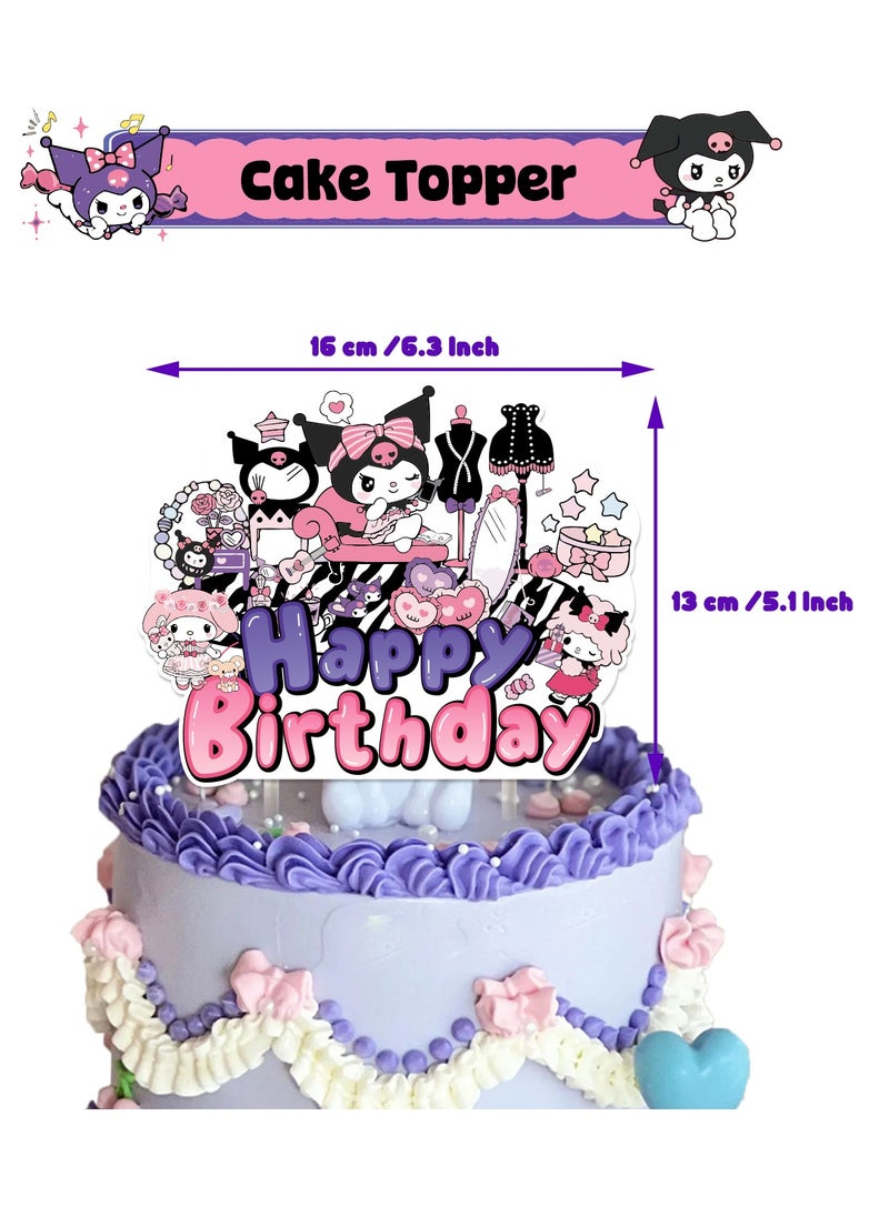 General - Kuromi Party Decorations,Decorations for  Kuromi Birthday Party Supplies, Kuromi Party Supplies Includes Banner, Cake Toppers, Balloon for  Kuromi Theme Party Decorations - Image 1