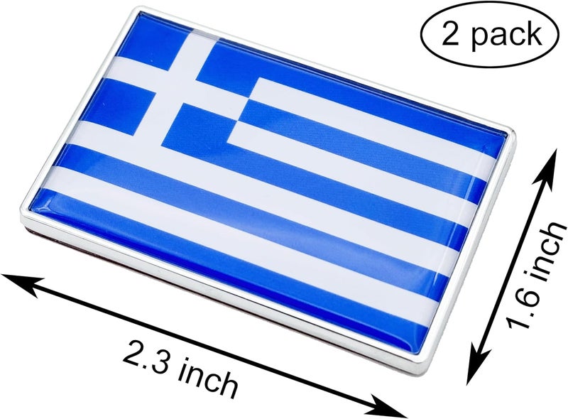 LLBFHH 2 Pcs Greece Greek Flag Car Stickers Chrome Decals - 2.3 x 1.6 Inch Metal Truck Stickers - Image 2