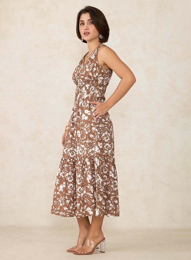 Virgio VIRGIO 100% Viscose Floral Print Gathered Dress - Image 3