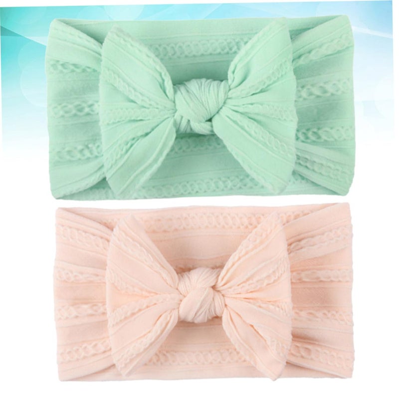 Soft Nylon Bowknot Headbands For Boys Girls Pink Mint Green Hair Accessories - Image 5