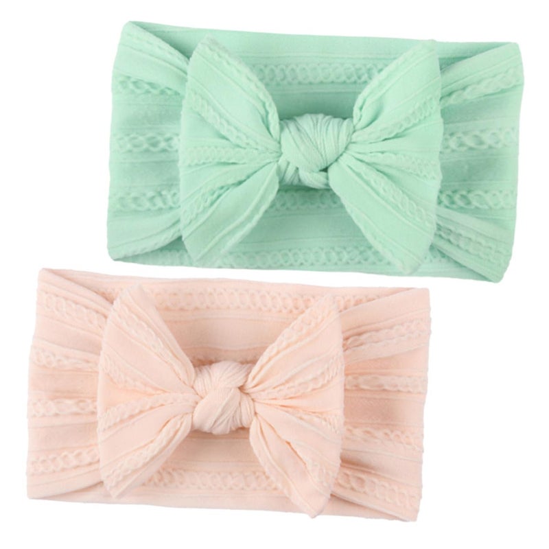 Soft Nylon Bowknot Headbands For Boys Girls Pink Mint Green Hair Accessories - Image 2
