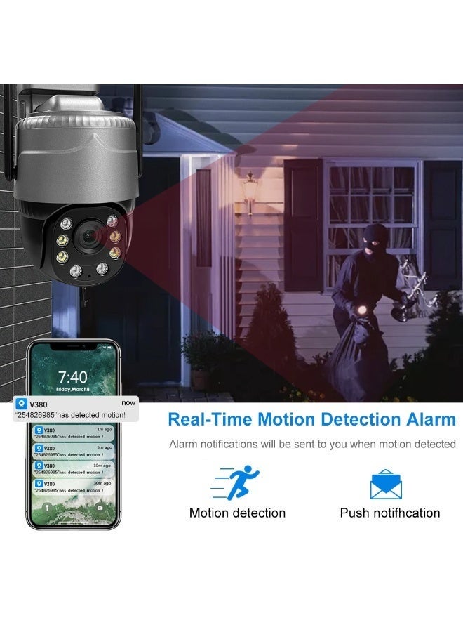 ELTRAZONE 3MP 4G SIM IP Security Camera with Dual Light Night Vision, Two-Way Audio, Motion Detection, PTZ Control, and IP66 Waterproof Housing – Wireless Outdoor Home Surveillance Camera, Black - Image 4