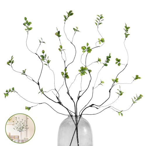dallisten 38.5'' 4Pcs Artificial Greenery Stems Plants, Realistic Fake Ficus Twig Branches, Faux Leaf Spary Branches for Vase Filler Office Table Wedding Home Decor - Image 1