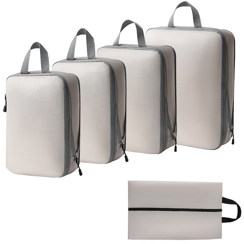Travel Organizer Packing Cubes LuggageThree-piece set + s + shoe bag (beige five-piece set) Three-piece set + s + shoe bag (beige five-piece set)