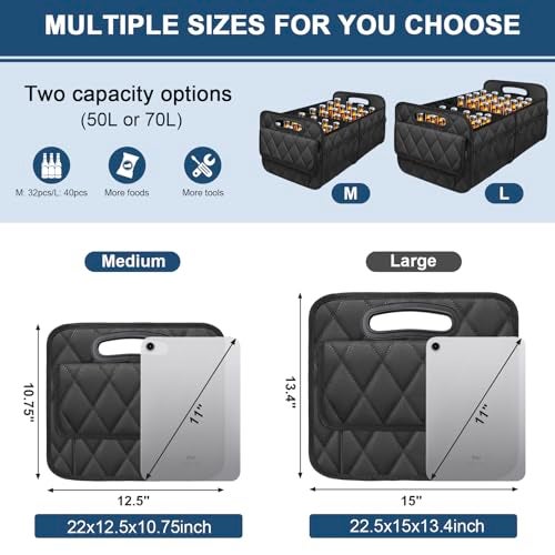 Deosk Car Trunk Organizer for SUV, Car Organizers and Storage with 6 Pocket, Car Accessories for Women/Men 50LWaterproof Polyester Trunk Organizer, Black - Image 2