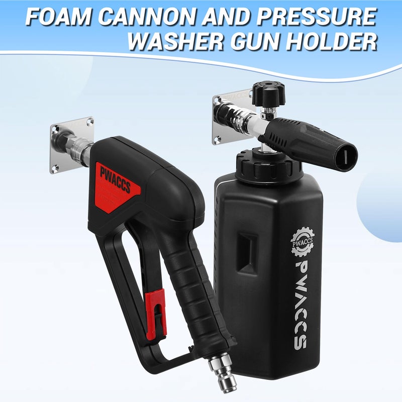 Pwaccs Pressure Washer Gun Holder  Foam Cannon Holder  1/4"" Quick Connect Foam Cannon Wall Mount  Foam Gun Storage Rack Wall Mount Tool Holder For Organize And Store Power Washing Accessories  4 Pack - Image 5