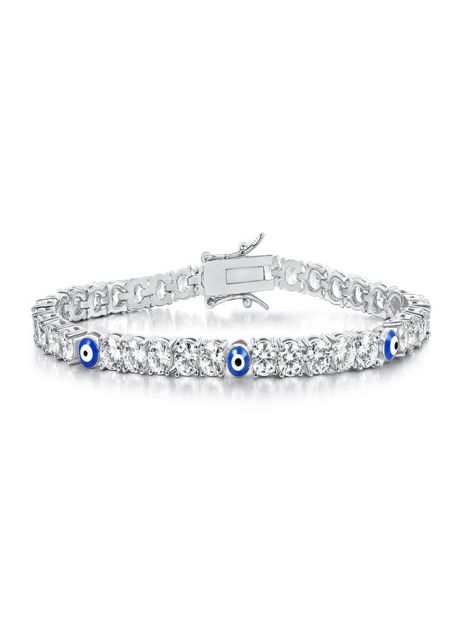 Gemsme 4 Prong Cubic Zirconia evil eye bracelets, evil eye bracelet for women,evil eye bracelets for Friends Sisters Mom Daughter, 7 inch, Brass, Cubic Zirconia - Image 1