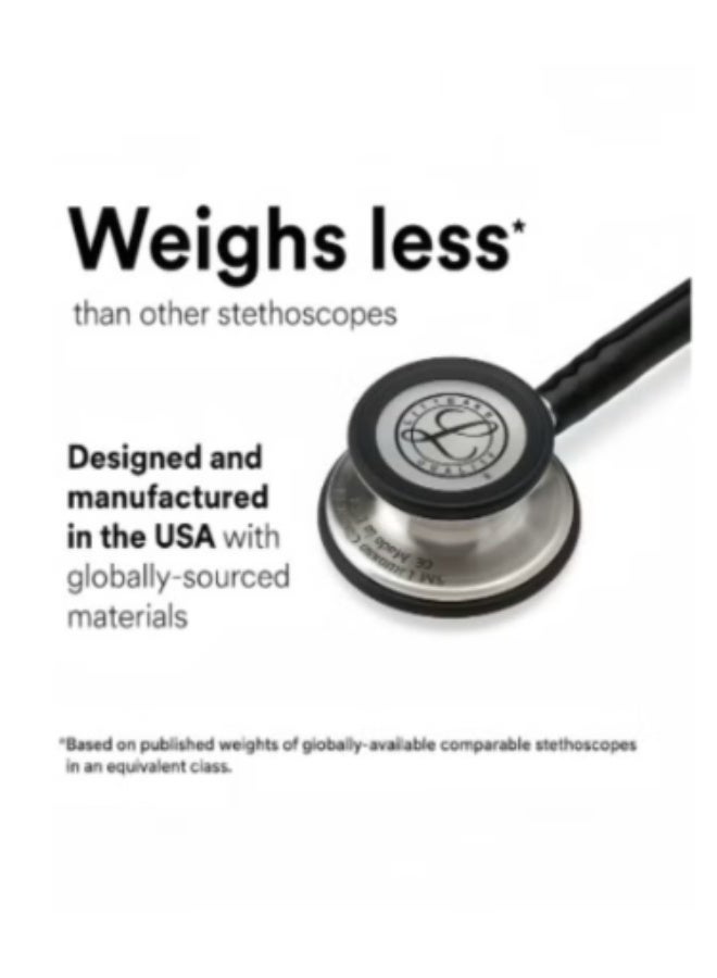 3M Littmann Classic Iii Monitoring Stethoscope, 5868, More Than 2X As Loud*, Weighs Less**, Stainless Steel Black-Finish Chestpiece, 27" Burgundy Tube, Black Stem And Headset - Image 5