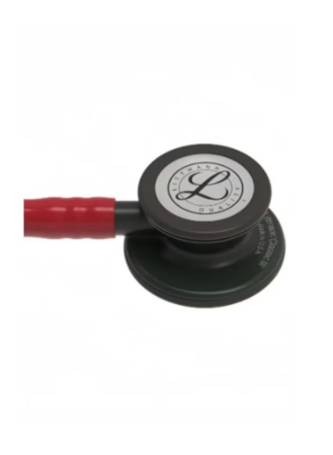 3M Littmann Classic Iii Monitoring Stethoscope, 5868, More Than 2X As Loud*, Weighs Less**, Stainless Steel Black-Finish Chestpiece, 27" Burgundy Tube, Black Stem And Headset - Image 3