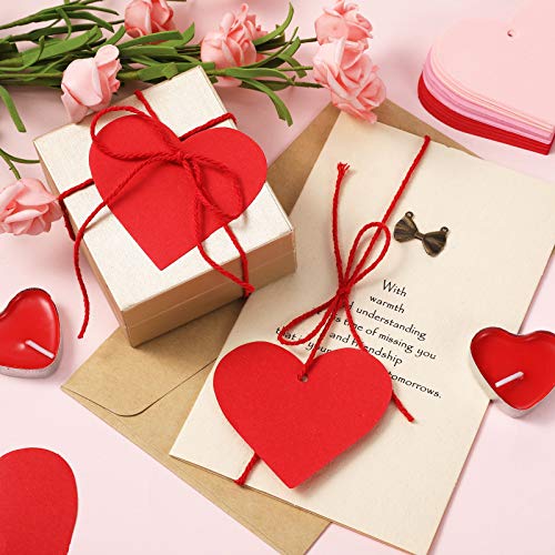 Zonon 500 Pieces Heart Shape Paper Cutouts Valentine's Day Tags Heart Confetti Paper with 49 Feet Jute Twine for Valentine's Day Birthday Wedding Classroom Bulletin Board Decor(Red, Pink, Rose Red) - Image 4