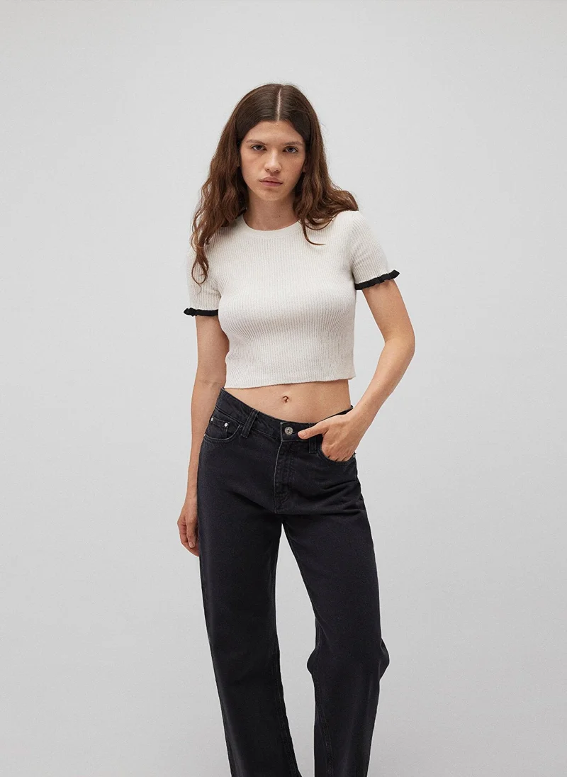 مافي Short Sleeve Ecru Sweater
