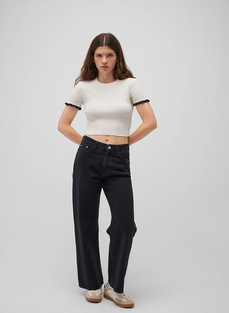 مافي Short Sleeve Ecru Sweater