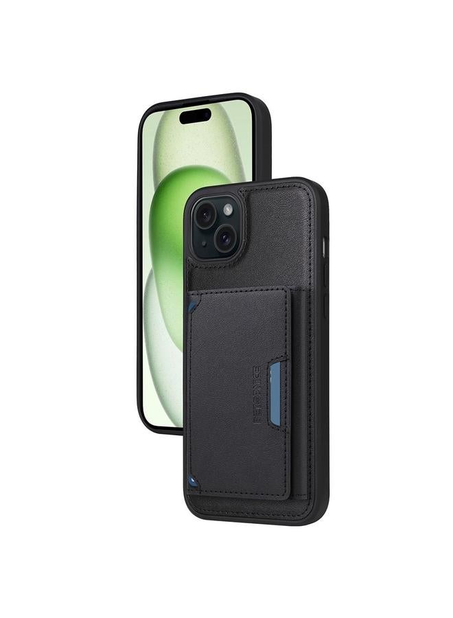 The Bros Case For iPhone 15 Plus Horizontal Flip Detachable MagSafe Wallet Phone Case