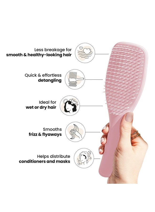 TANGLE TEEZER Ultimate Detangler Hairbrush For Wet & Dry Hair, Eliminates Knots & Reduces Breakage For All Hair Types, Millennial Pink - Image 4