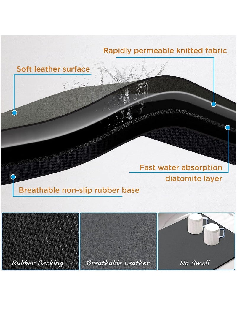 Excefore حصيرة قهوة، 12 بوصة × 20 بوصة حصيرة تجفيف أطباق ماصة، حصيرة بار قهوة، حصيرة ماكينة قهوة لسطح العمل، مدعومة بمطاط غير قابل للانزلاق، ملحقات بار قهوة تناسب تحت ماكينة القهوة، رمادي - Image 3