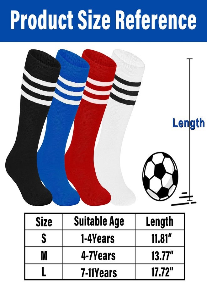 LPMOERA 4 Pairs Toddler Soccer Socks Girls Boys Baseball Softball Sock Football Knee-High Athletic Socks 4-7T - Image 3