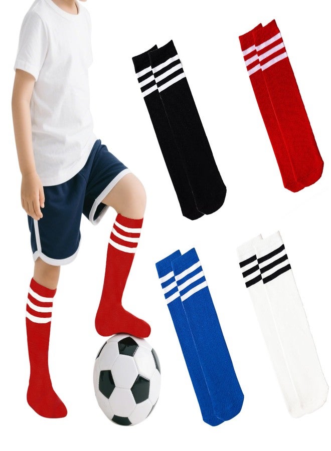 LPMOERA 4 Pairs Toddler Soccer Socks Girls Boys Baseball Softball Sock Football Knee-High Athletic Socks 4-7T - Image 1